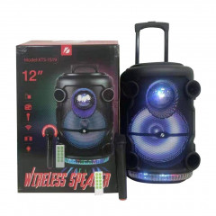 Караоке тонколона KTS Speaker KTS-1519 с AUX,USB,TF,FM и Bluetooth + безжичен микрофон и светлинни ефекти