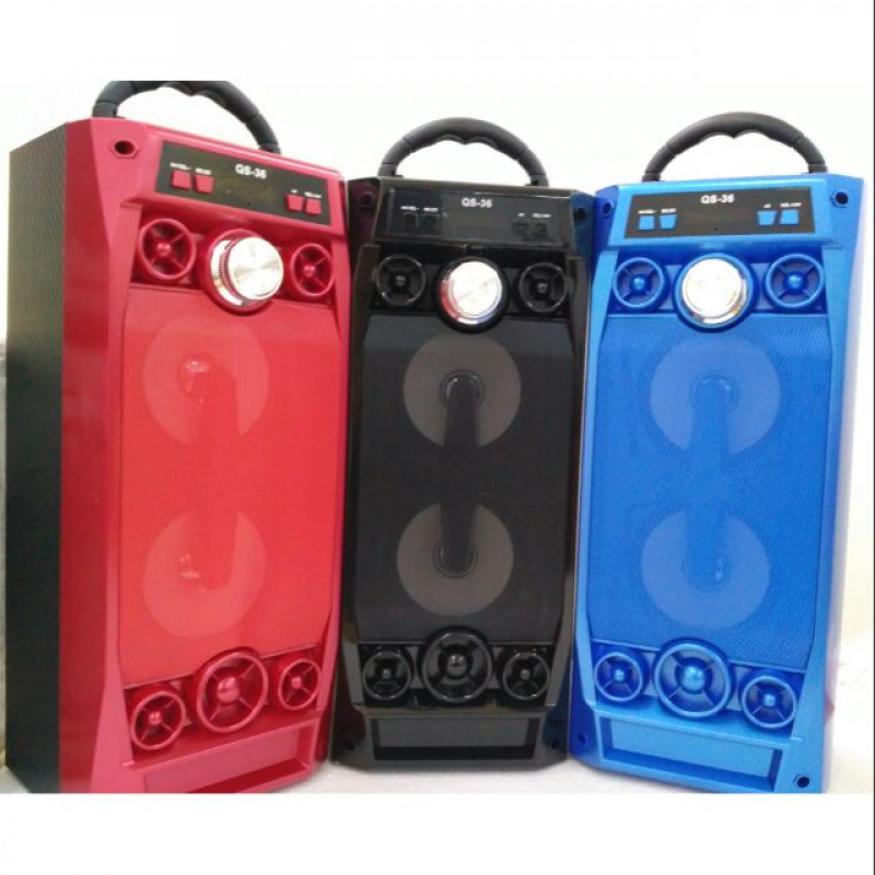 AКЦИЯ Мощна колона QS-36 с Bluetooth, цветомузика, радио и възможност за включване на жичен микрофон (за караоке)