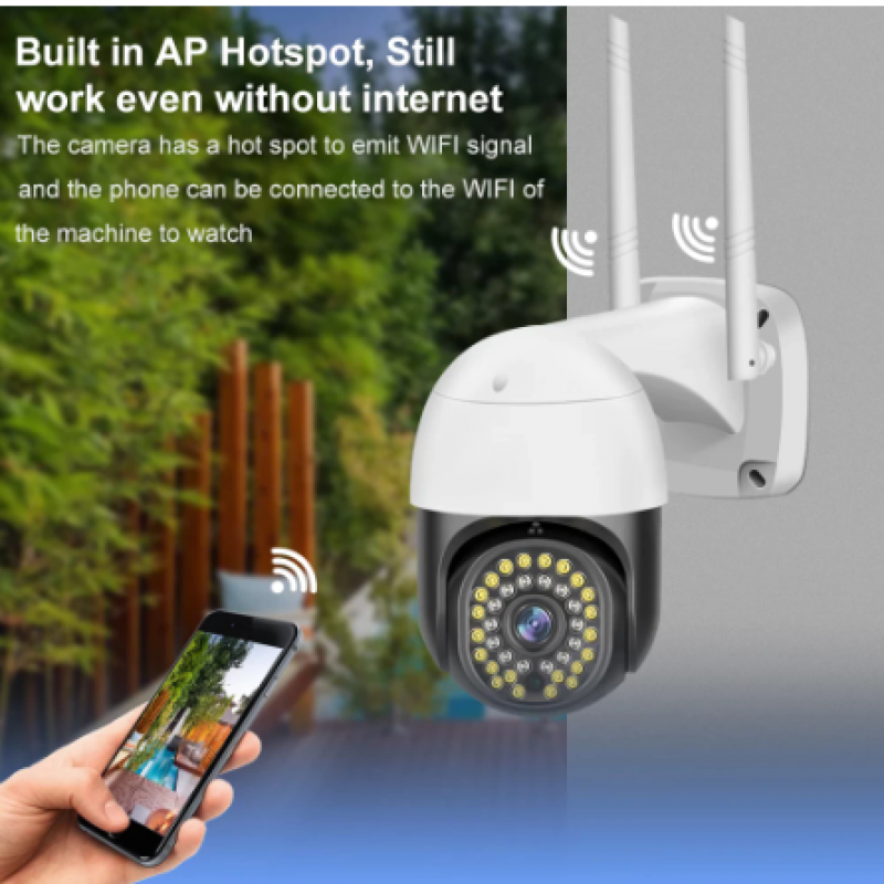 Охранителна камера 3MP интелигентна  безжична камера Външна скоростна куполна двупосочна с разпознаване на движението