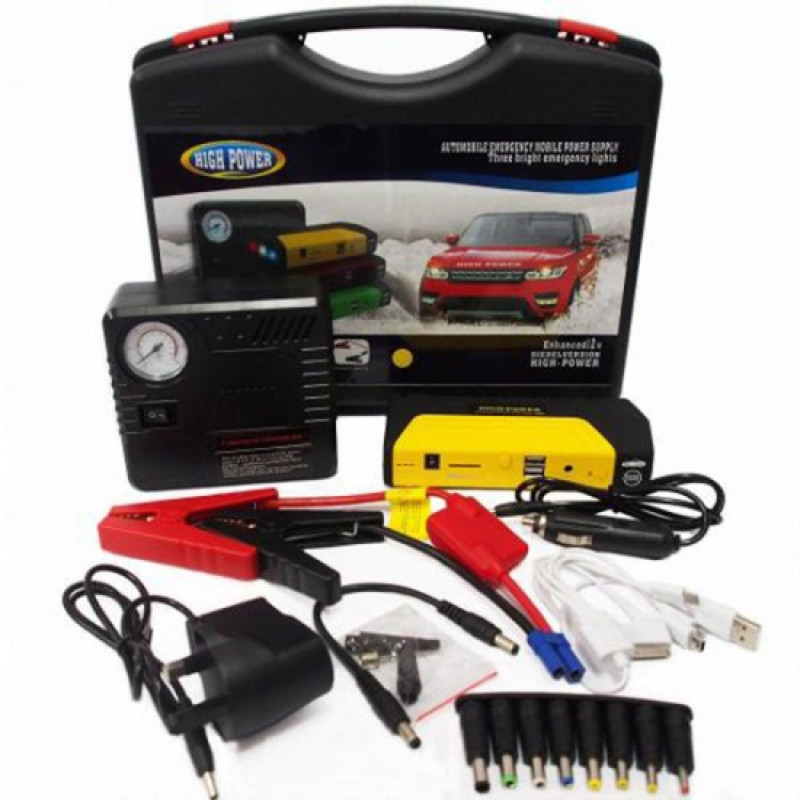 Комплект стартерно устройство High Power Jump starter за кола и компресор