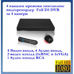ЛУКС ПАКЕТ Sony 1800tvl с нощно виждане+ 4 канален DVR D1-пълен пакет