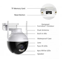 NEW МОДЕЛ 6MP - ICSEE SMART SPHERE 4LED Wi-Fi Охранителна камера COBRA 360 PTZ
