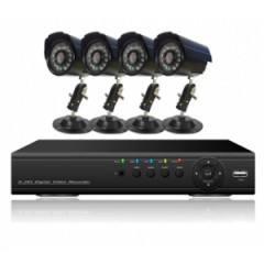 1800 твл Hd пакет - Dvr 4 канален + 4 камери външни или вътрешни, пълна система за видеонаблюдение