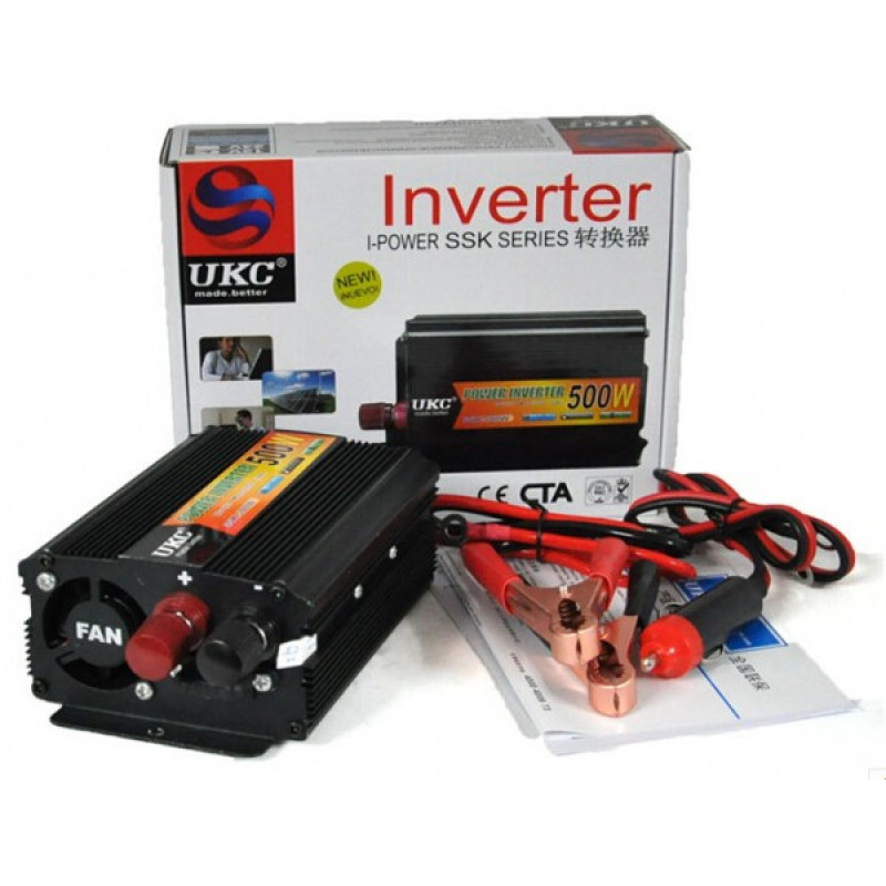 Висококачeствен инвертор за автомобил UKC 12V-220V, 500W
