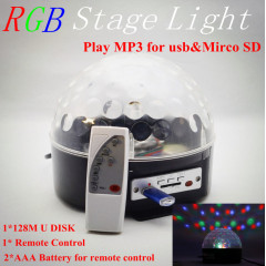 Лазерно кълбо/Диско топка "LED Cryst almagic ball light" с флаш памет за музика